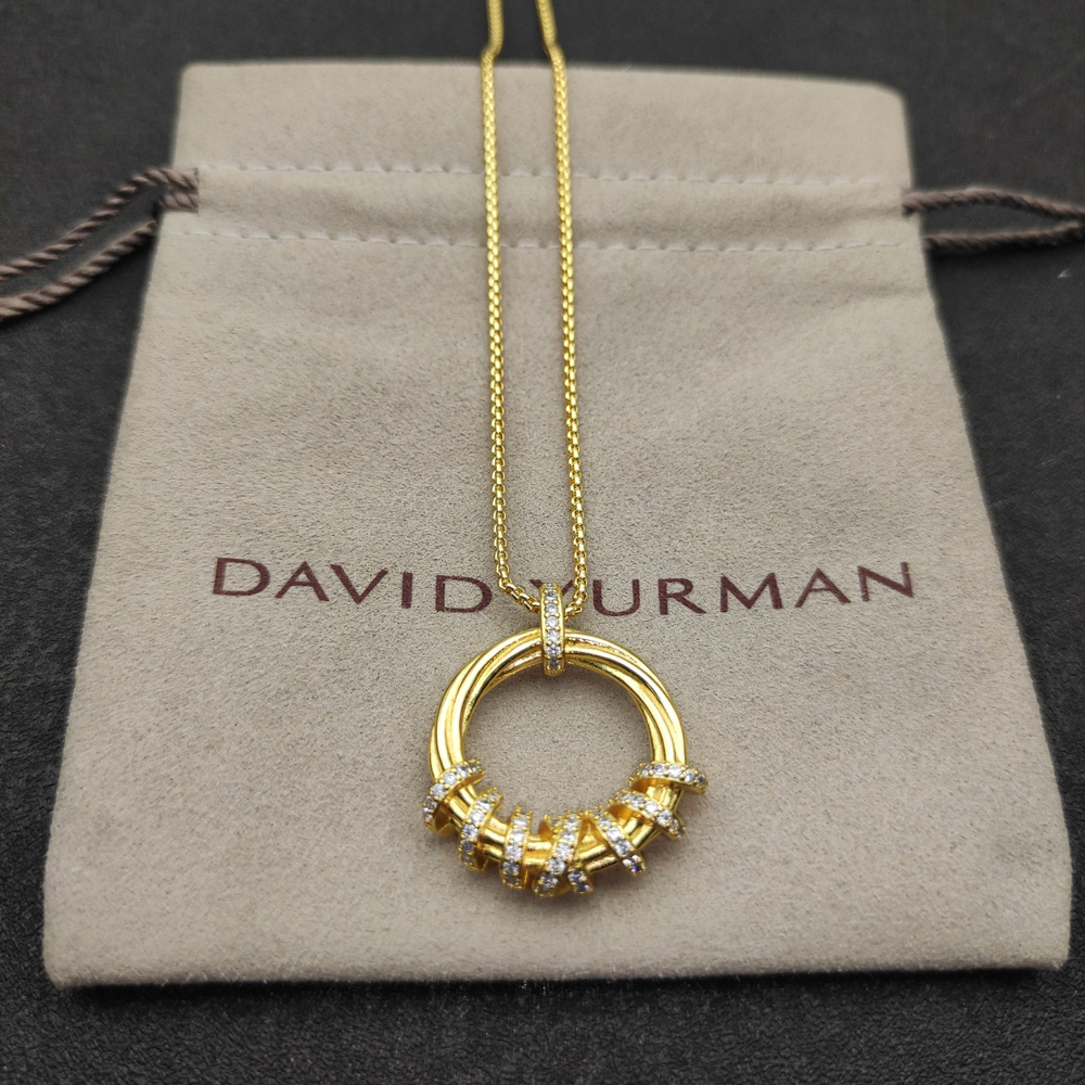 David Yurman Gold Spinning Bead Diamond Necklace